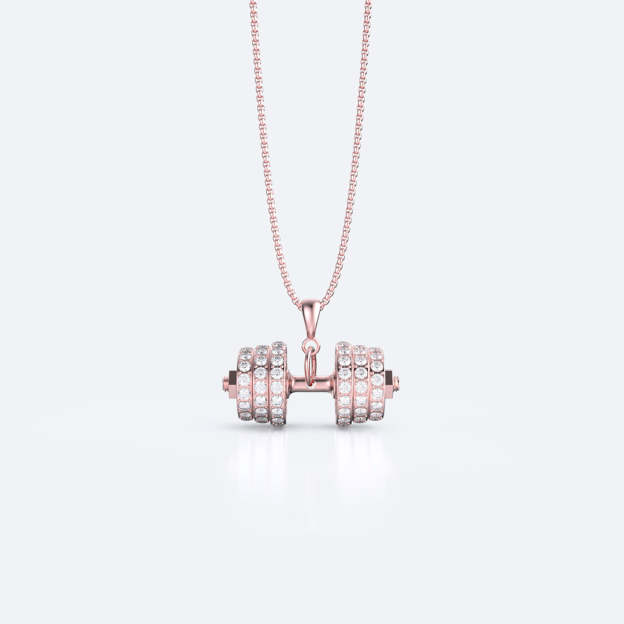 Christmas Gift "You Be Fearless Be Strong" Custom Dumbbell Diamond Name Necklace- NO ENGRAVING