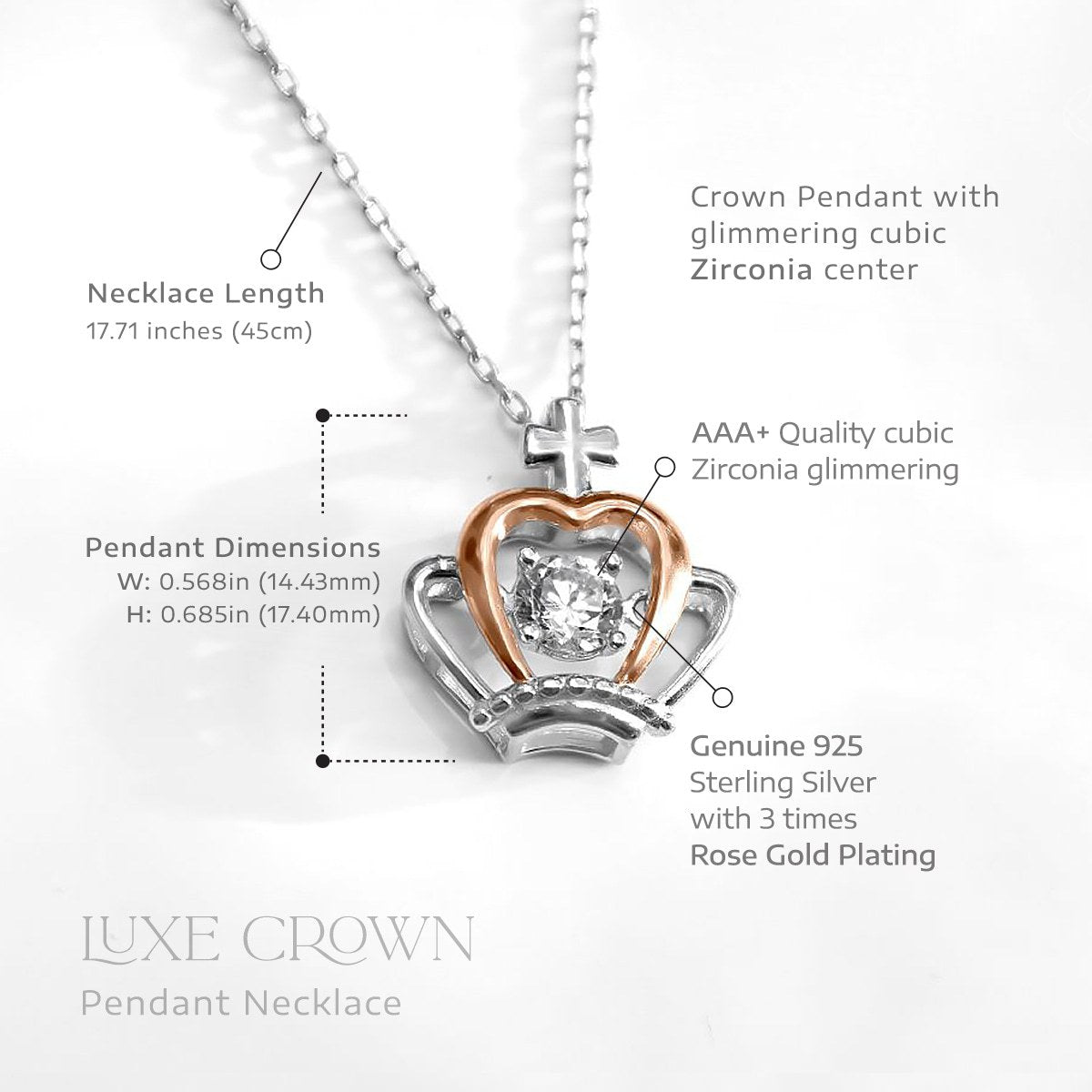 Mother's Day Gift Luxe Crown Pendant Necklace-Engravingift