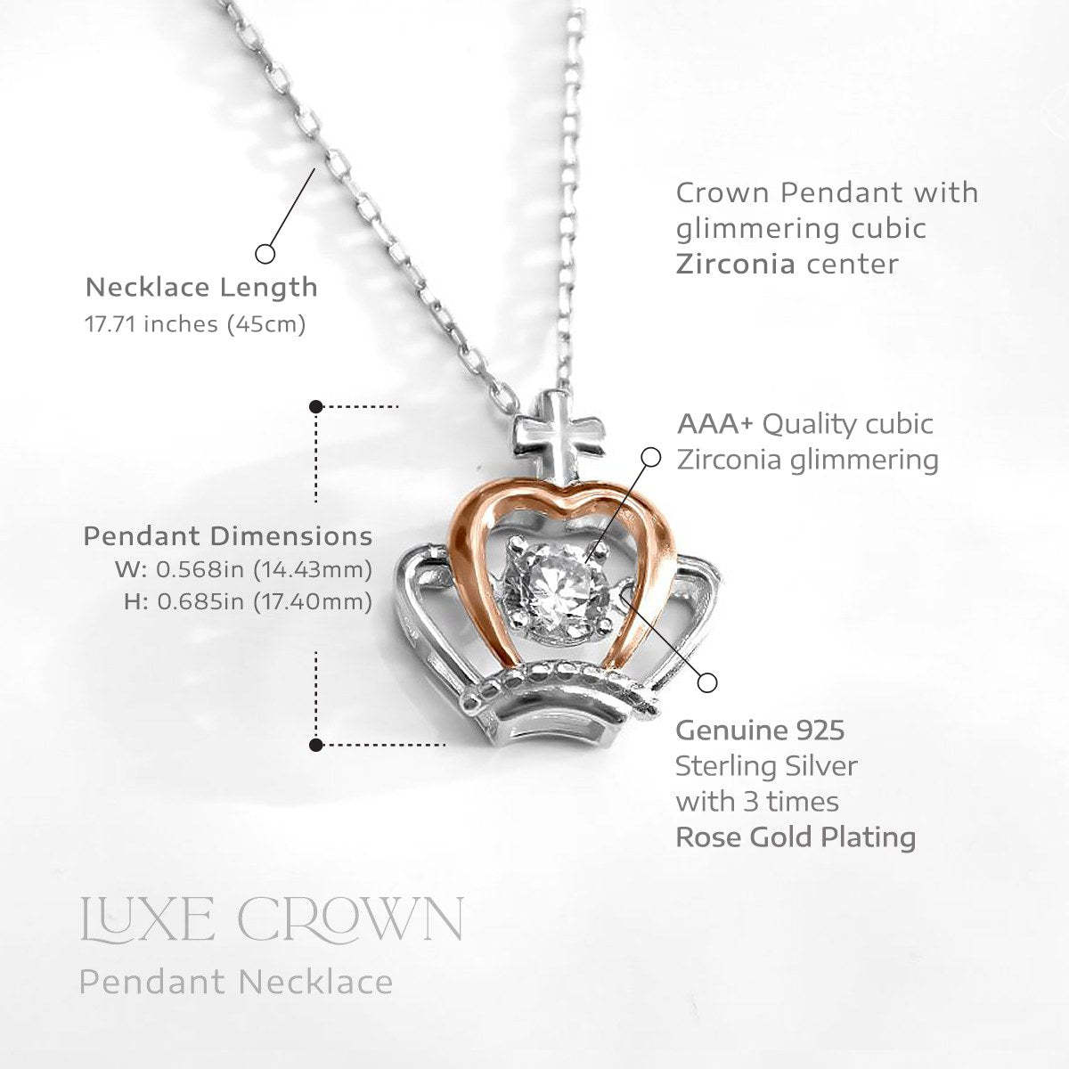 Mother's Day Gift Luxe Crown Pendant Necklace-Engravingift