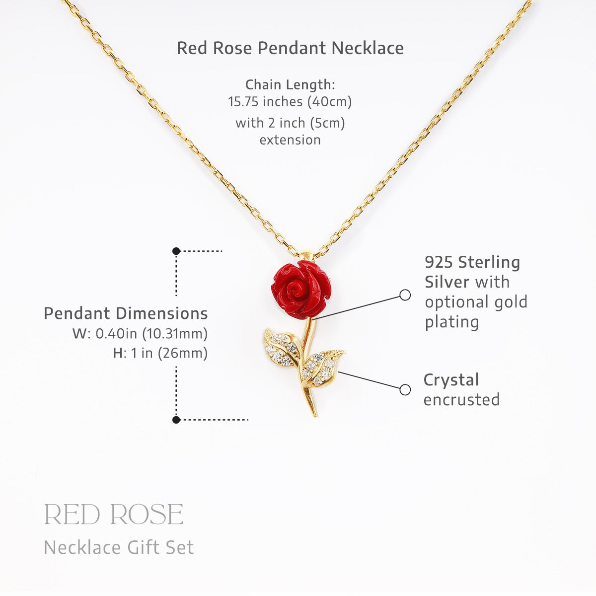 Mother's Day Gift To My Daughter The Beauty (Enchanted Rose Card) - Red Rose Necklace Gift Set-Engravingift
