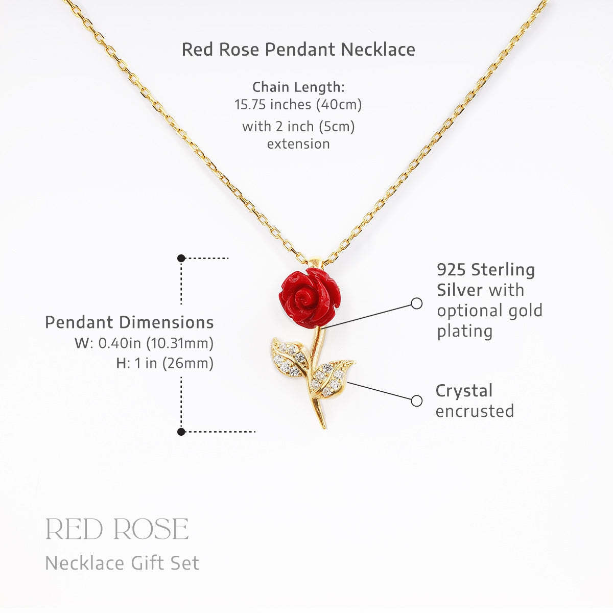 Mother's Day Gift To My Daughter The Beauty (Enchanted Rose Card) - Red Rose Necklace Gift Set-Engravingift
