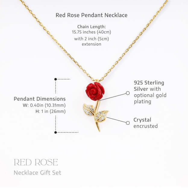 Mother's Day Gift To My Daughter The Beauty (Enchanted Rose Card) - Red Rose Necklace Gift Set-Engravingift