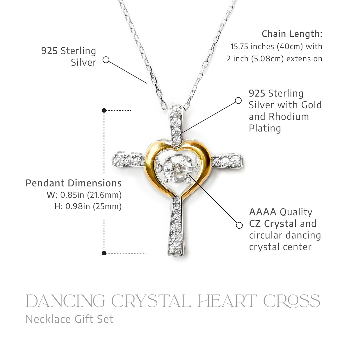 Mother's Day Gift To My Soulmate - Dancing Crystal Heart Cross Necklace Gift Set-Engravingift