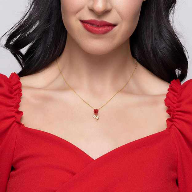 Mother's Day Gift To My Daughter The Beauty (Enchanted Rose Card) - Red Rose Necklace Gift Set-Engravingift