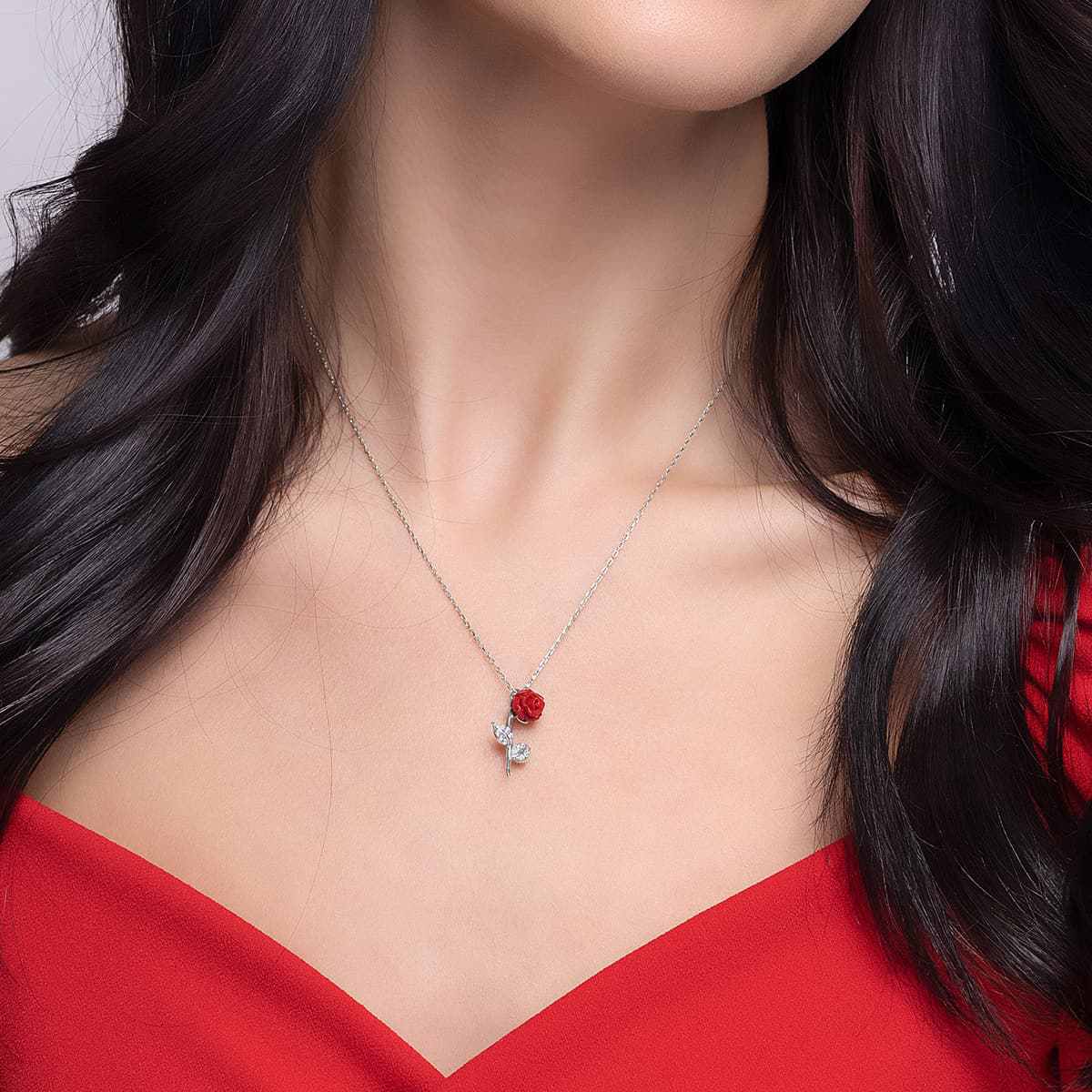 Mother's Day Gift To My Daughter The Beauty (Enchanted Rose Card) - Red Rose Necklace Gift Set-Engravingift