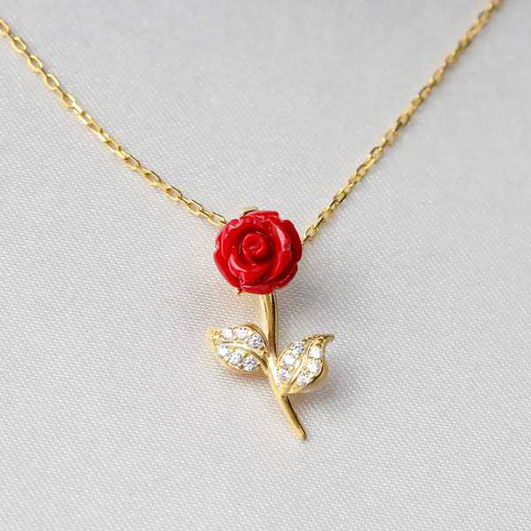 Mother's Day Gift To My Daughter The Beauty (Enchanted Rose Card) - Red Rose Necklace Gift Set-Engravingift