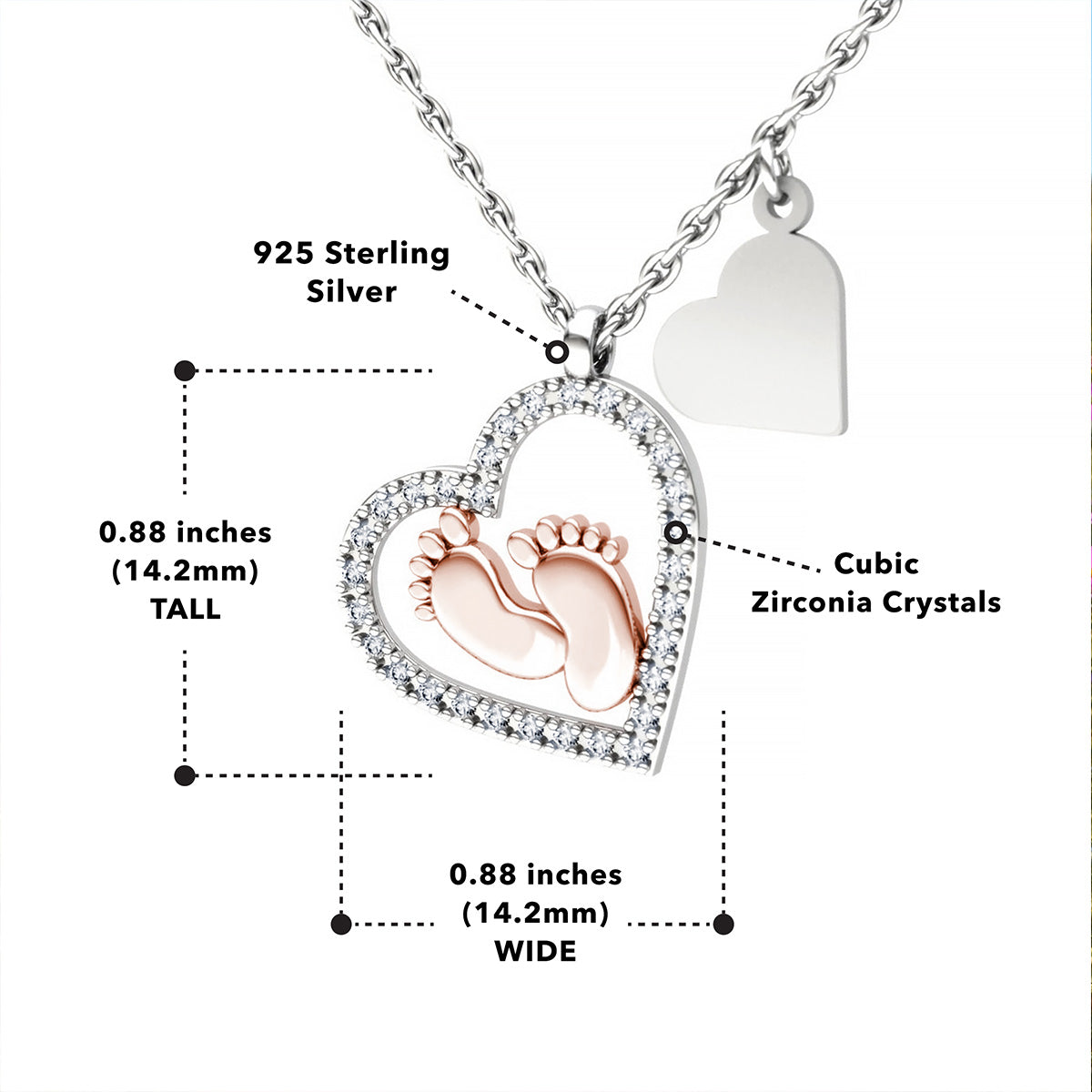 Mother's Day Gift Mama Of An Angel - Baby Feet Heart Pendant Necklace Gift Set-Engravingift