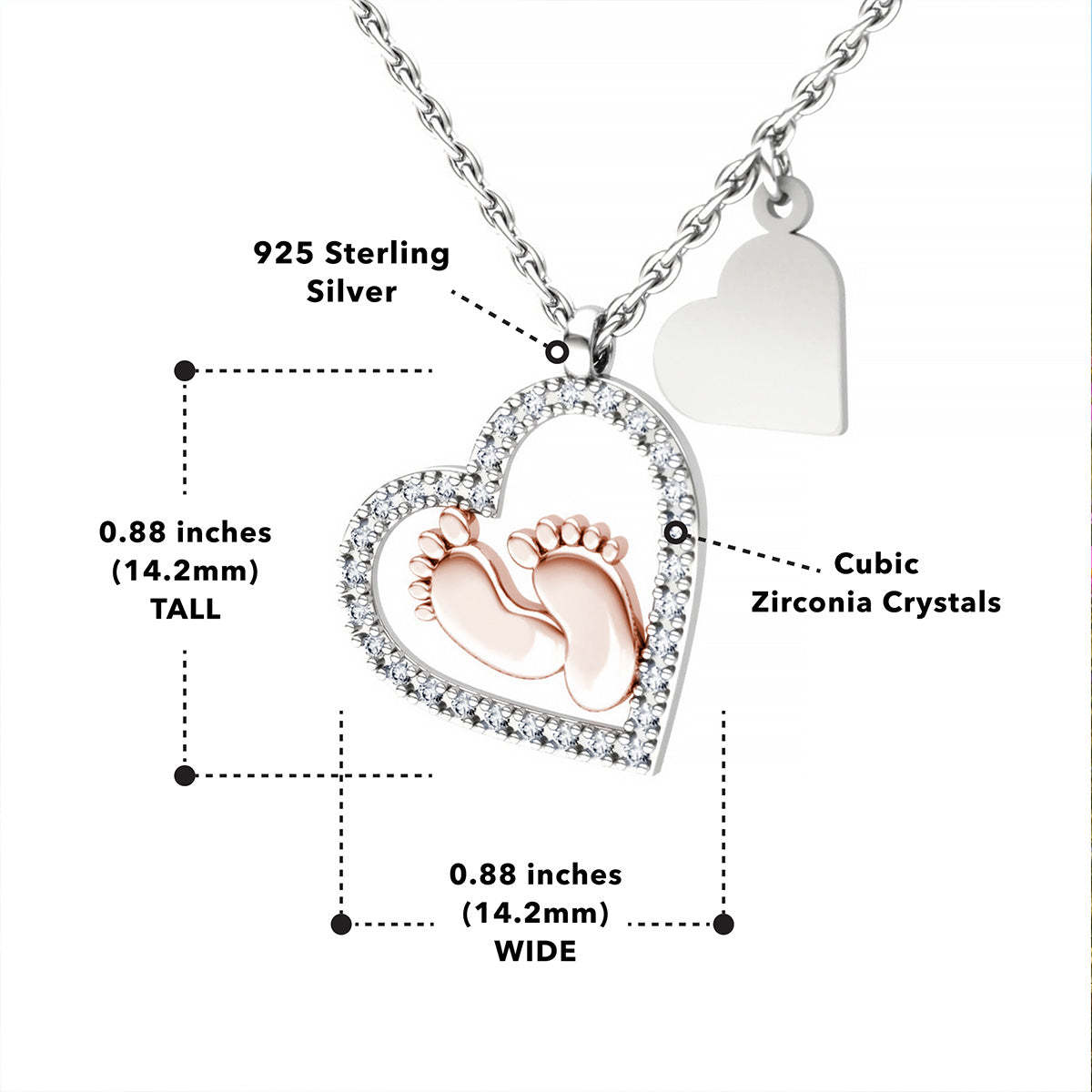 Mother's Day Gift Mama Of An Angel - Baby Feet Heart Pendant Necklace Gift Set-Engravingift