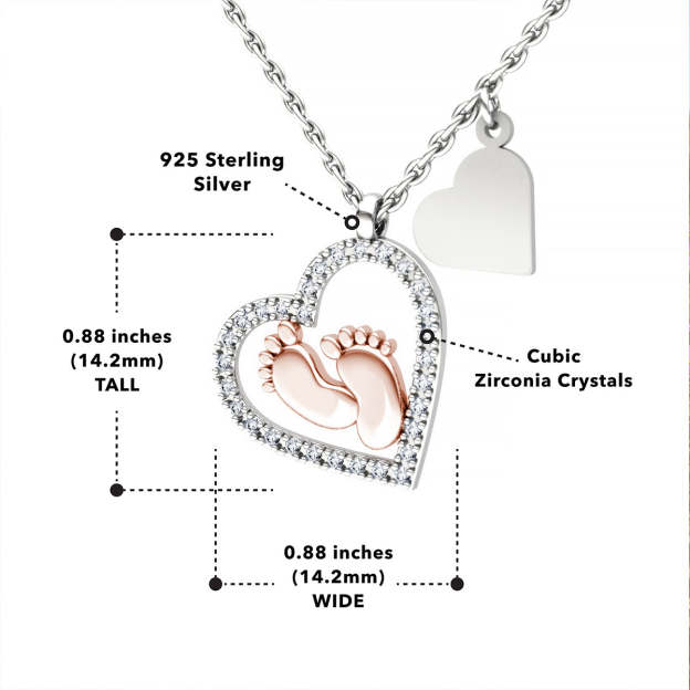 Mother's Day Gift Mama Of An Angel - Baby Feet Heart Pendant Necklace Gift Set-Engravingift