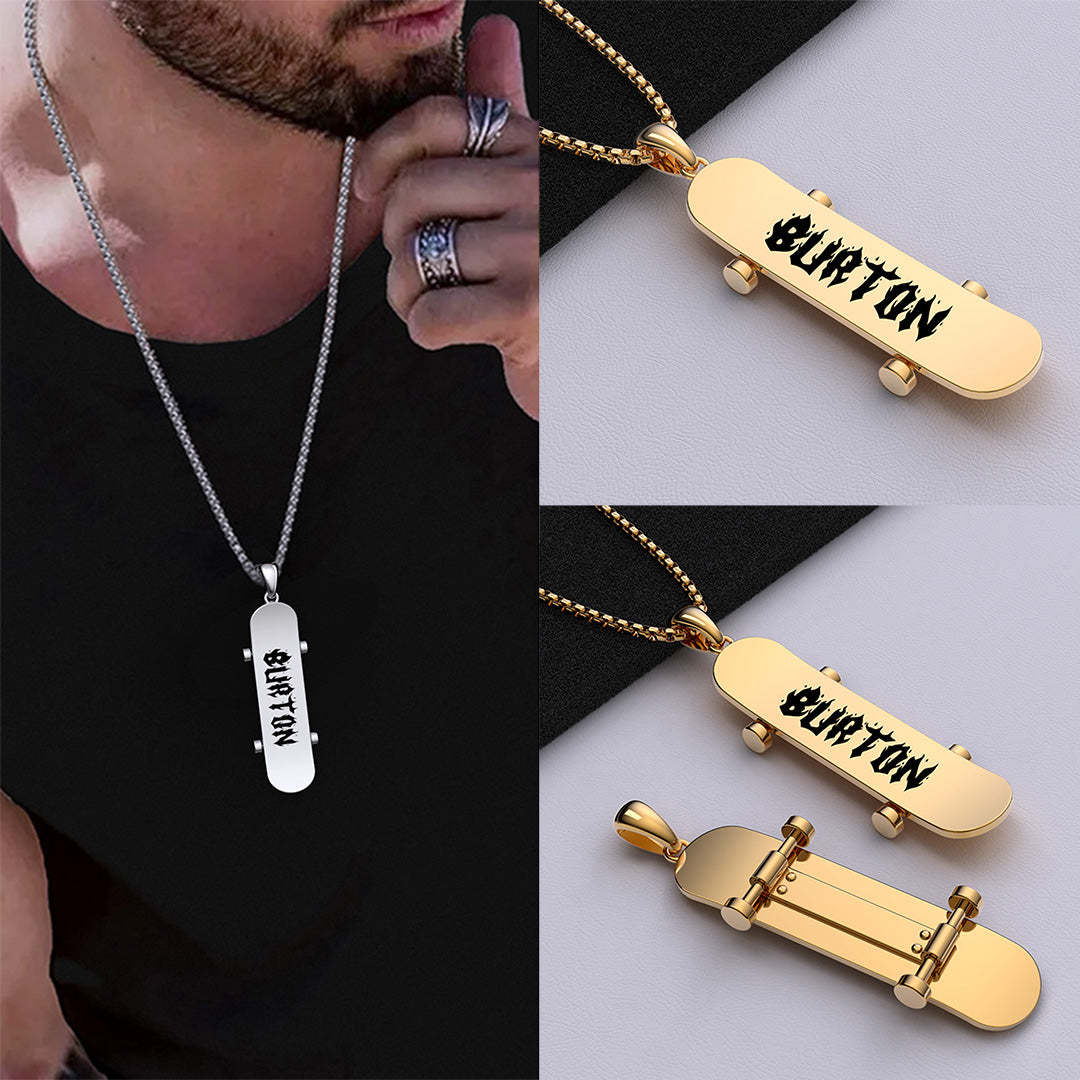 Mother's Day Gift Street Lover Custom Name Skateboard Necklace-Engravingift