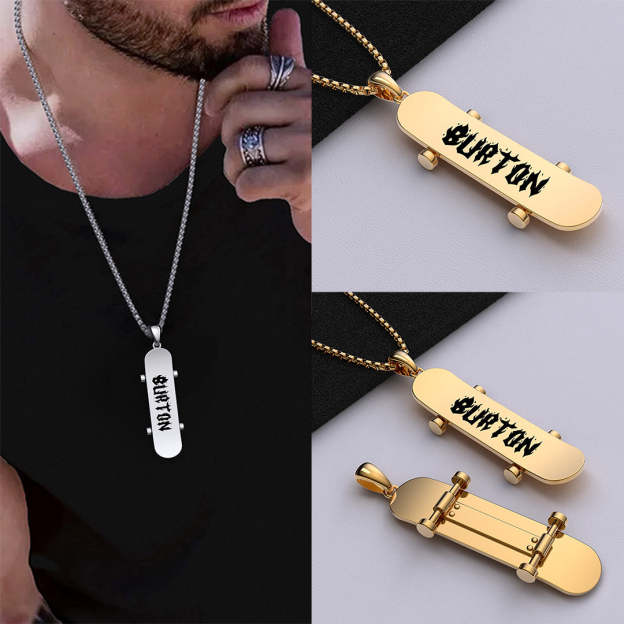Mother's Day Gift Street Lover Custom Name Skateboard Necklace-Engravingift