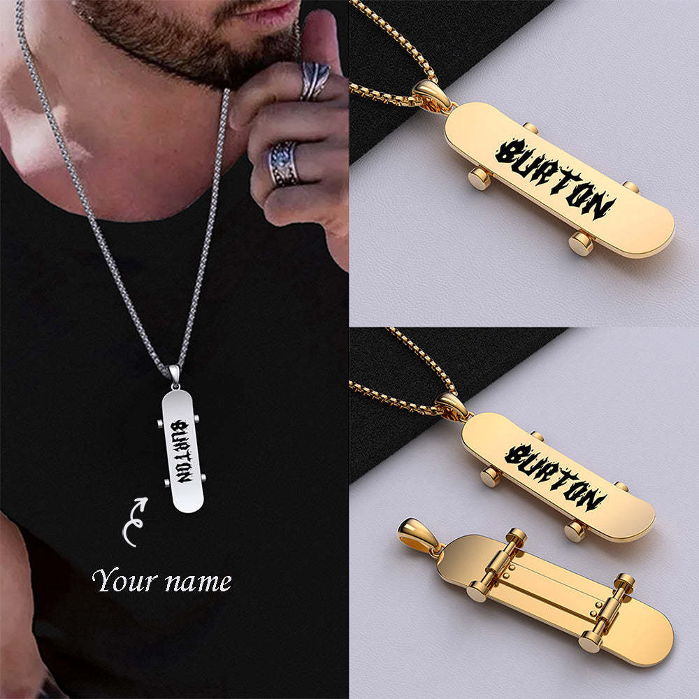 Mother's Day Gift Street Lover Custom Name Skateboard Necklace-Engravingift