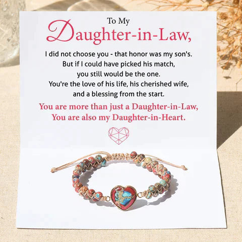 Christmas Gift To My Daughter-in-law You Are My Daughter-In-Heart Jasper Heart Bracelet
