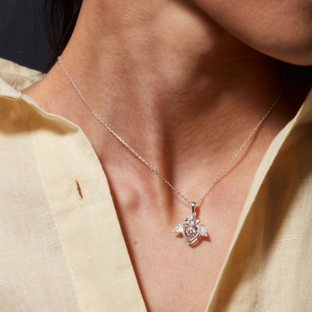 Christmas Gift For My Badass Queen Crown Heart Sparkling Dance Necklace