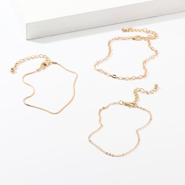 Mother's Day Gift Three Layers Anklets Bracelet Beach Anklet Set Chain Anklet-Engravingift