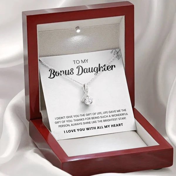Mother's Day Gift To My Bonus Daughter | Shine Like The Brightest Star Alluring Beauty Necklace Gift Set-Engravingift