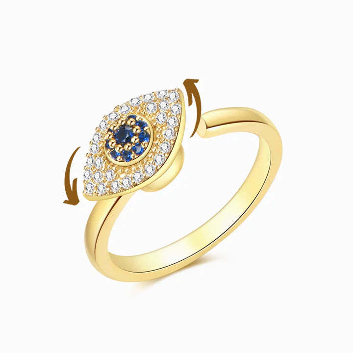 Mother's Day Gift For Granddaughter-S925 Evil Eye Fidget Ring Anxiety Spinning Ring" I will love & protect you from anything you fear"-Engravingift