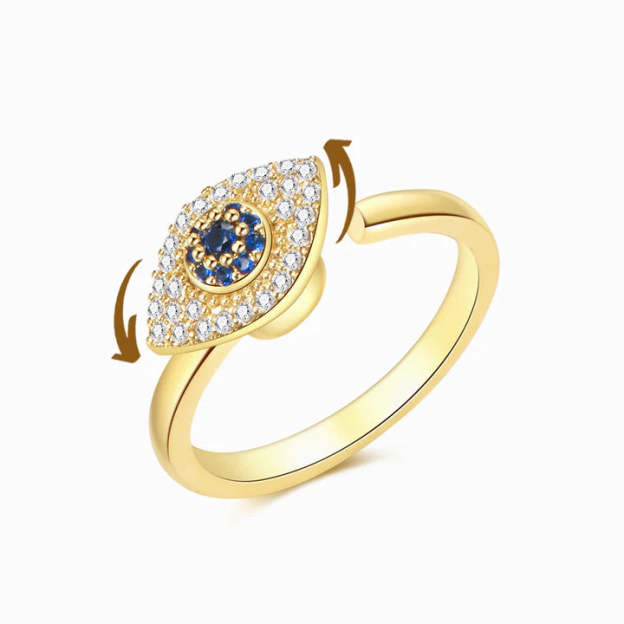 Mother's Day Gift For Granddaughter-S925 Evil Eye Fidget Ring Anxiety Spinning Ring" I will love & protect you from anything you fear"-Engravingift