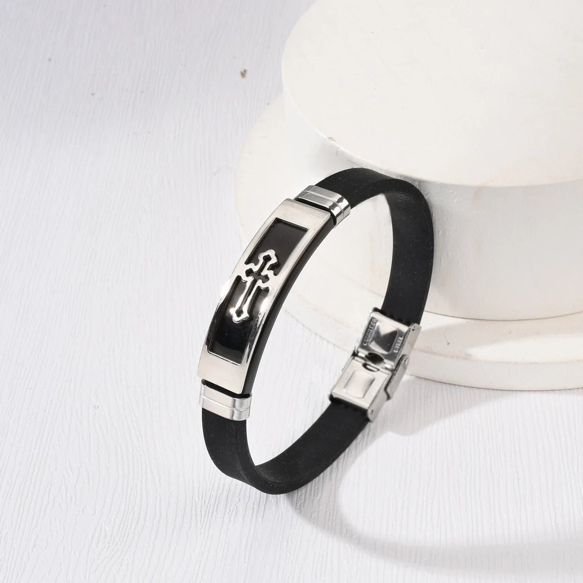 Christmas Gift To My Grandson Cross Leather Bracelet "Pray Through It" Christmas Gifts for Grandson-Engravingift