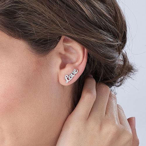 Mother's Day Gift Personalized Name Stud Earrings for Her Rose Gold-Engravingift