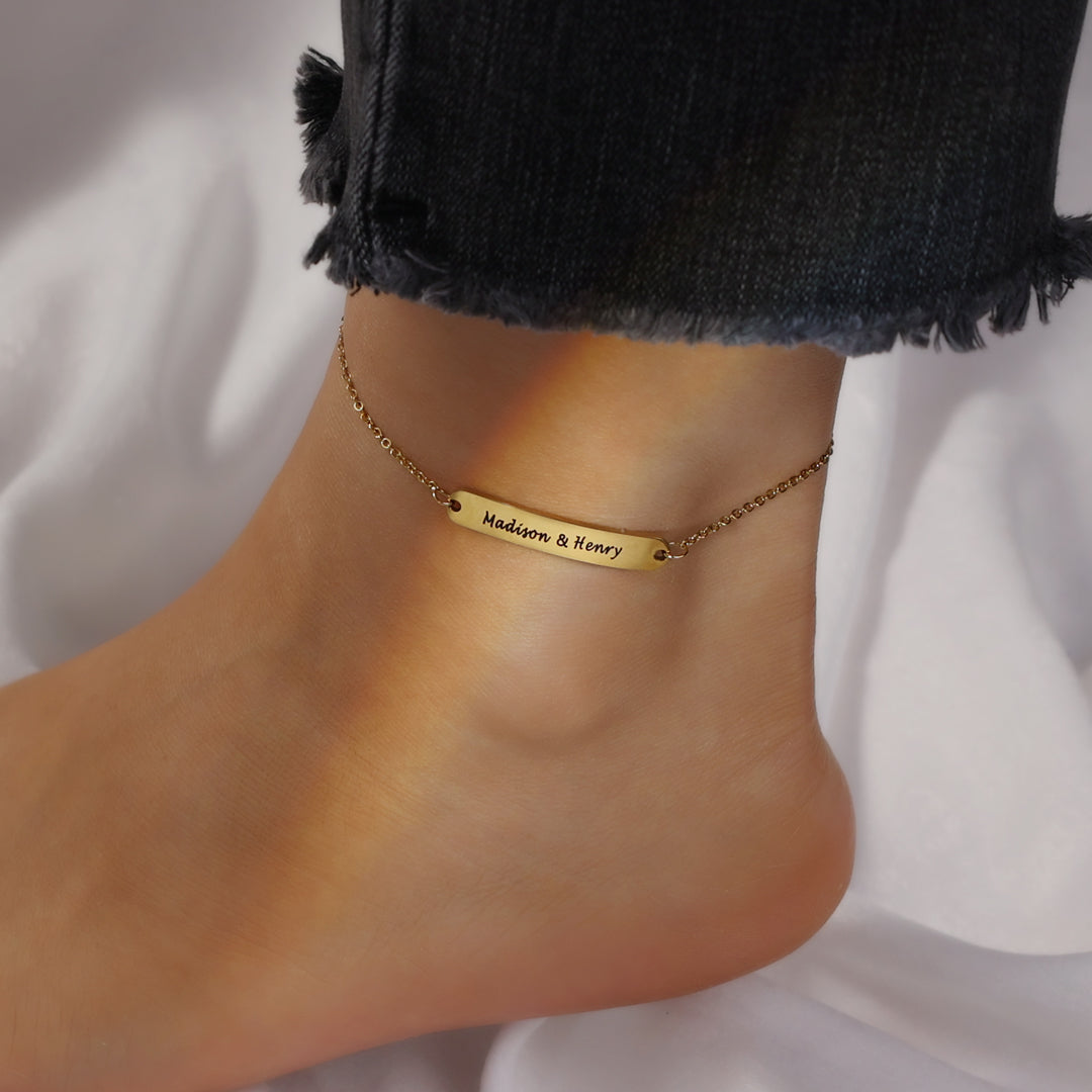 Personalized Name Anklet ID Bracelet Anklet for Women-Engravingift