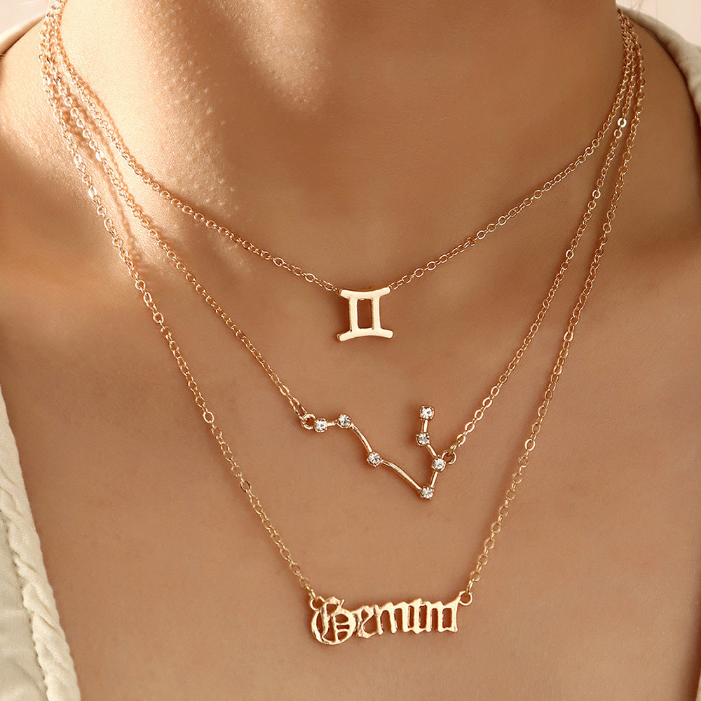 Mother's Day Gift Bohemia Layered Zodiac Necklace Summer Beach Party Jewelry for Women Girls-Engravingift