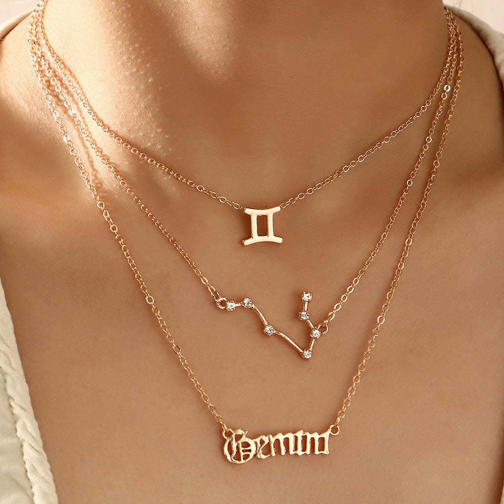 Mother's Day Gift Bohemia Layered Zodiac Necklace Summer Beach Party Jewelry for Women Girls-Engravingift