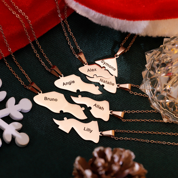 Christmas Gift Family/Sibling/BFF Gift Personalized Christmas Tree Puzzle Pieces Necklace