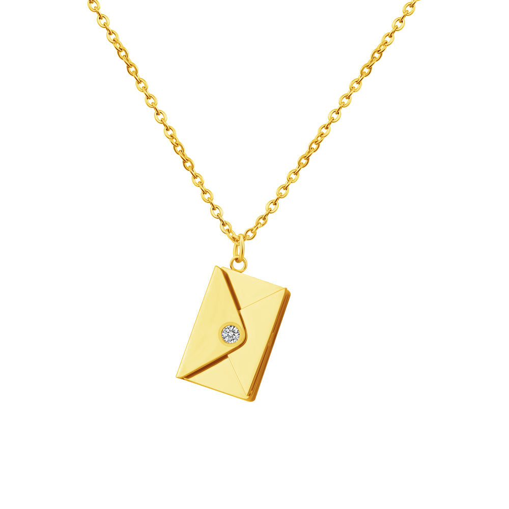 Christmas Gift Personalized Diamond Envelope Necklace