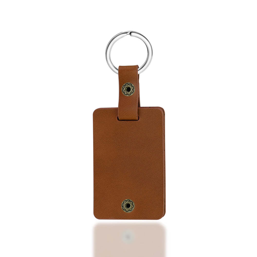 Father's Day Gift Custom Photo Leather Keychain-Engravingift