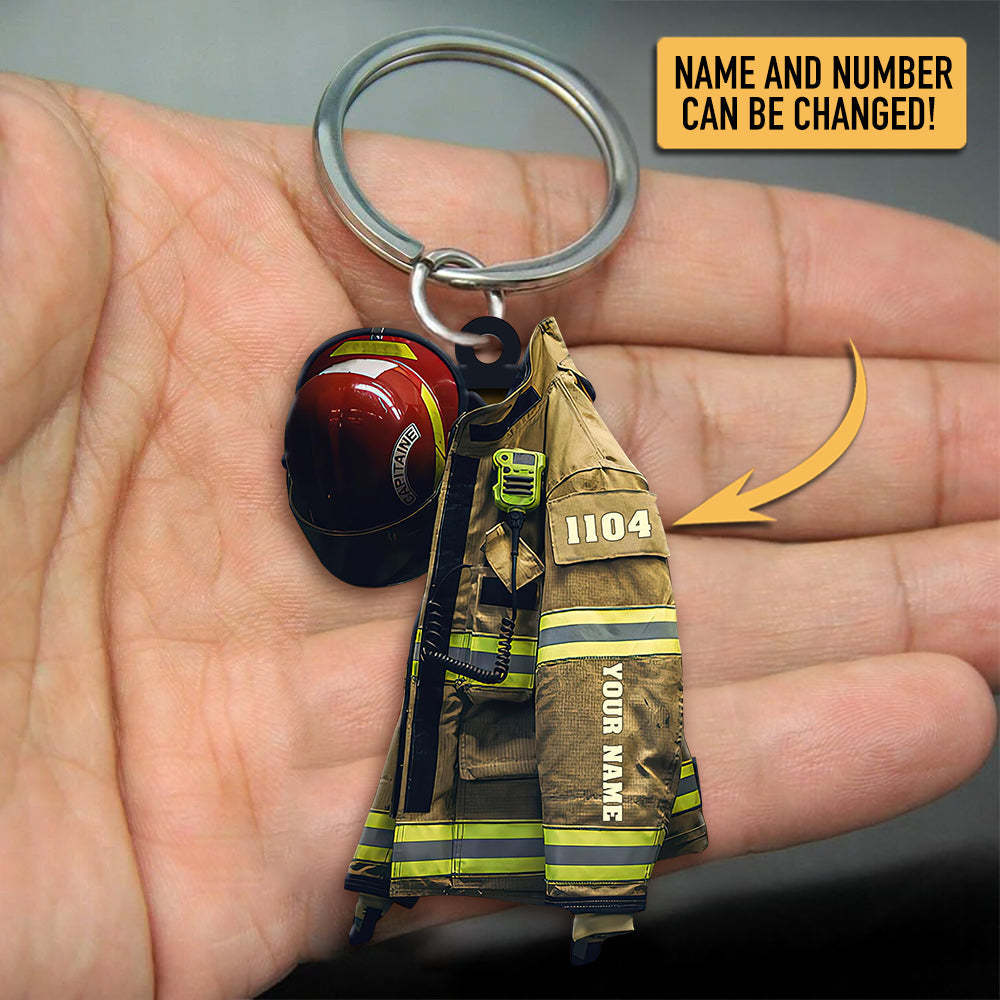 Christmas Gift 2022 New Release Personalized Firefighter Armor Shaped Flat Acrylic Keychain-Engravingift