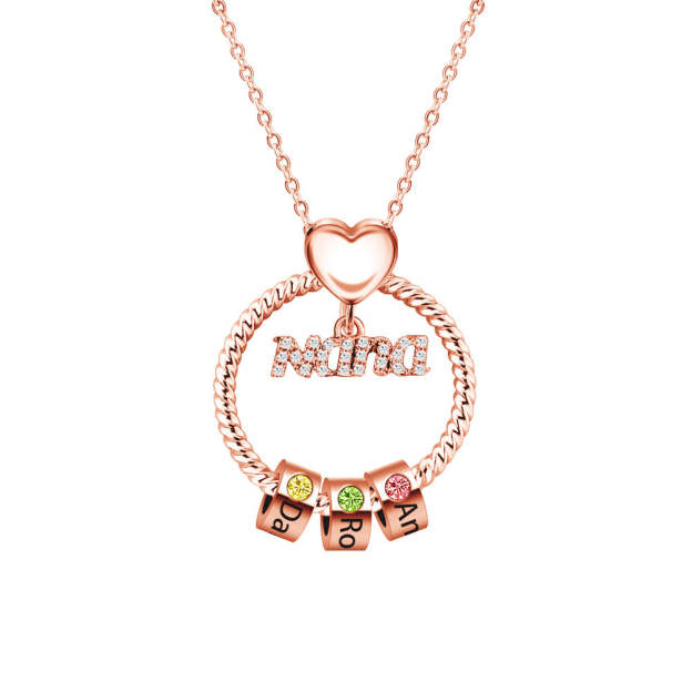 Personalized Circle Pendant with Custom Beads Birthstone Pendant Necklace