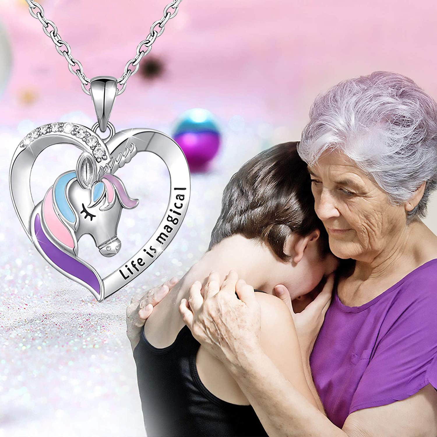 Mother's Day Gift Personalized Rainbow Unicorn Necklace-Engravingift