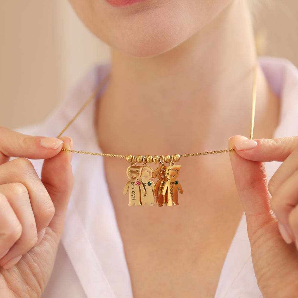 Christmas Gift Mom Necklace with engravable birthstone children's charms
