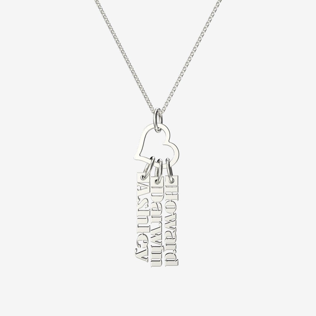 Heart Rings Fashion Tag Bar Name Necklace