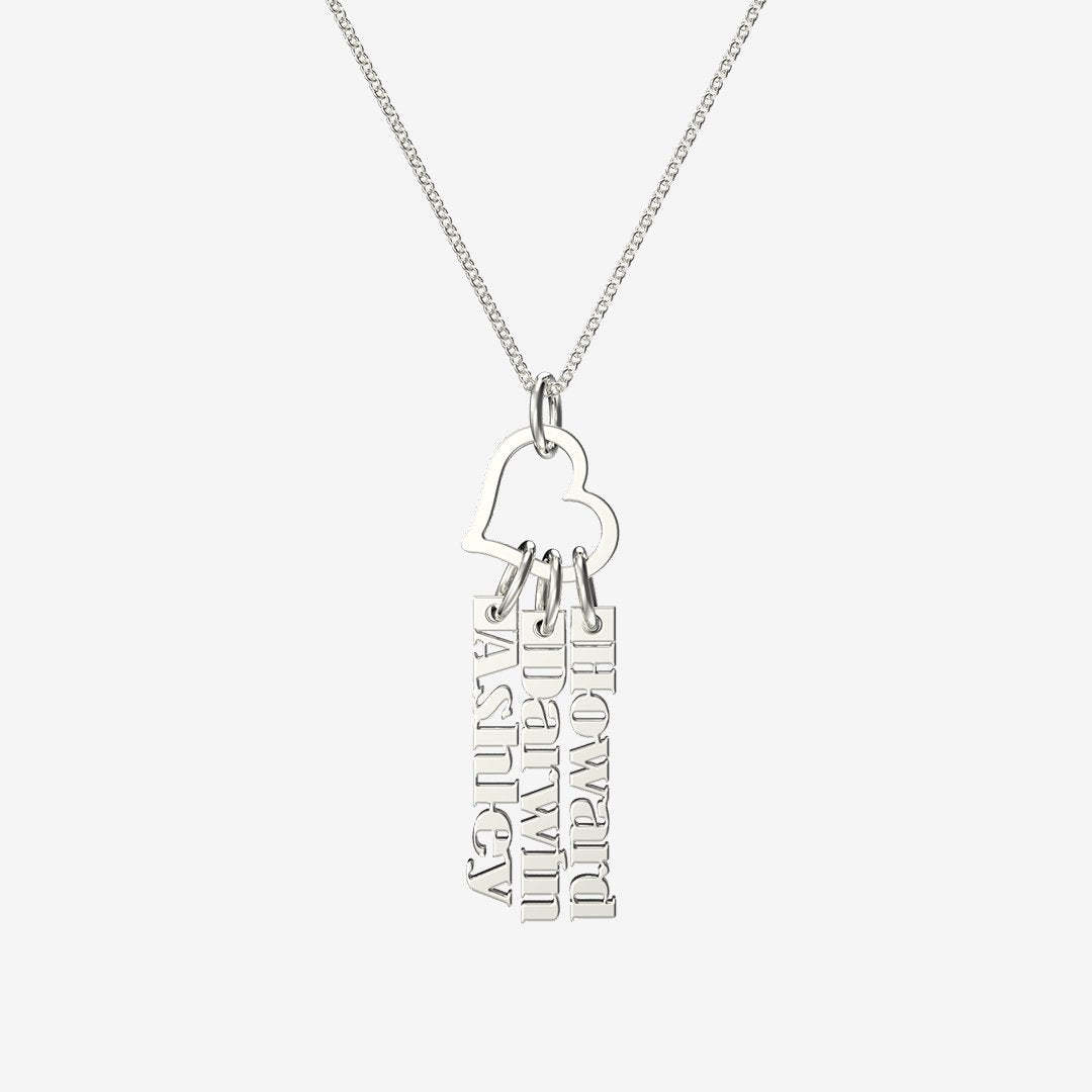 Heart Rings Fashion Tag Bar Name Necklace