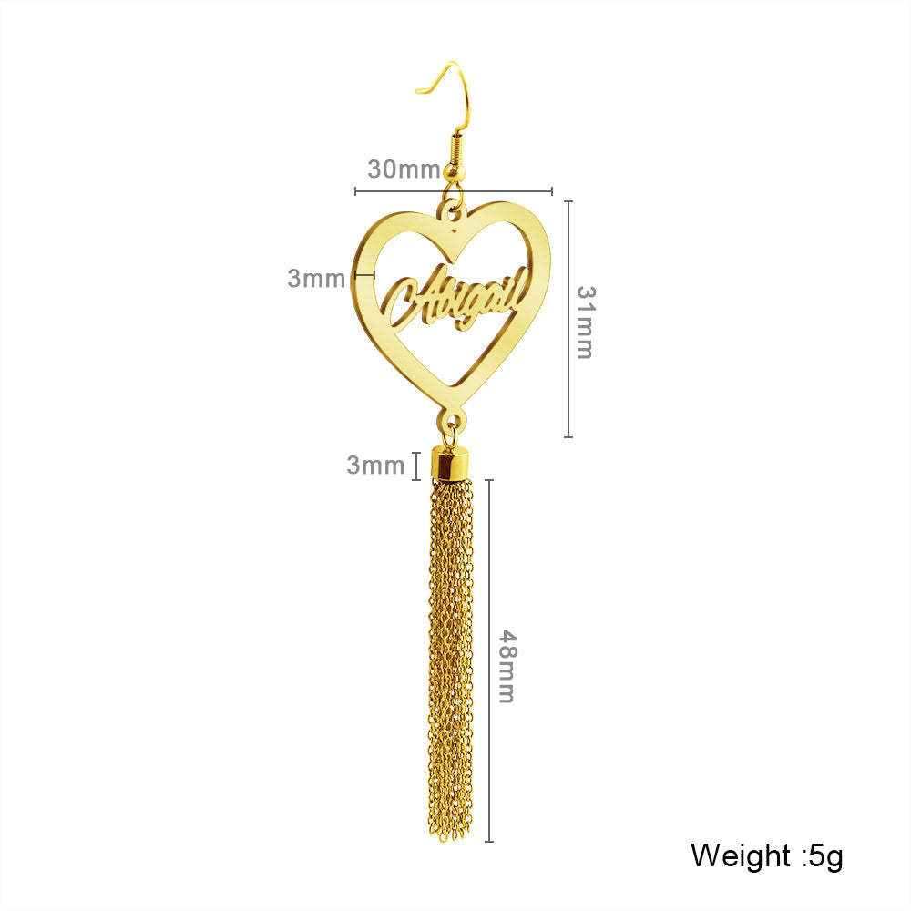 Mother's Day Gift Peach Heart/Round Heart Tassel Earrings-Engravingift