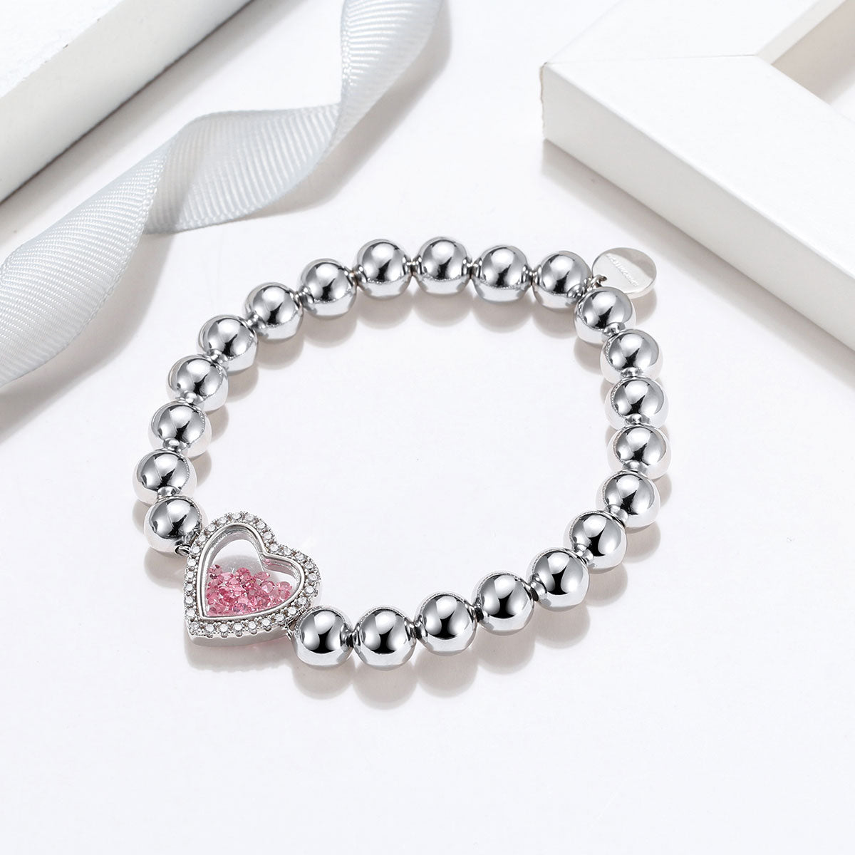 Mother's Day Gift Shimmering Heart Crystal Shaker Bracelet and Necklace Set-Engravingift
