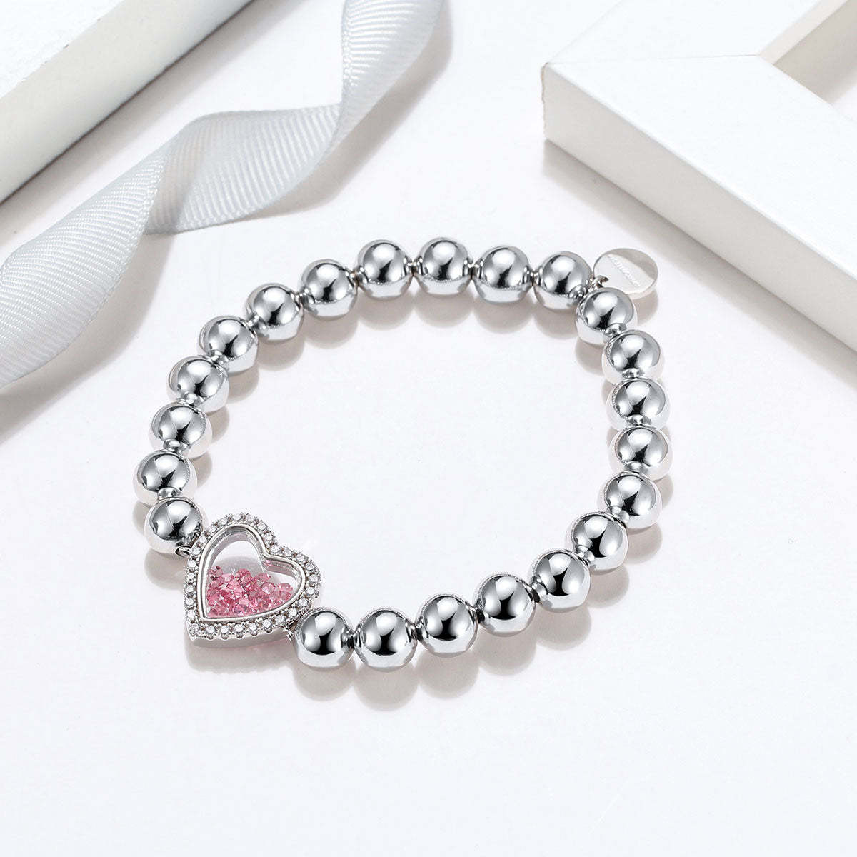 Mother's Day Gift Shimmering Heart Crystal Shaker Bracelet and Necklace Set-Engravingift