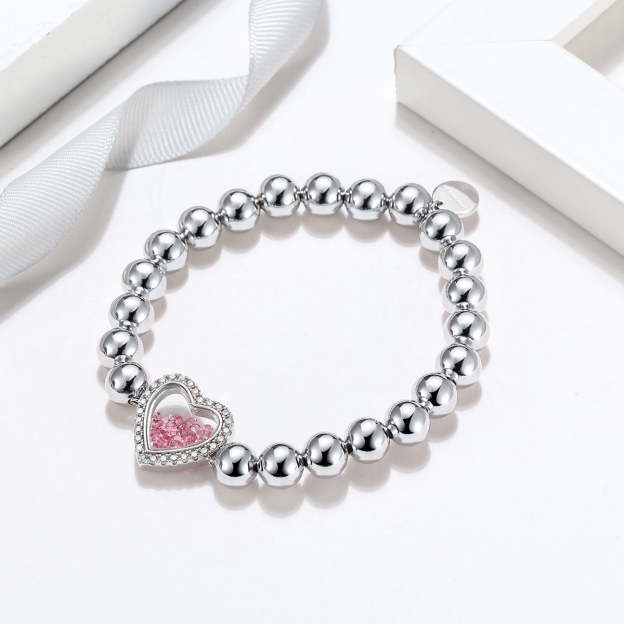 Mother's Day Gift Shimmering Heart Crystal Shaker Bracelet and Necklace Set-Engravingift