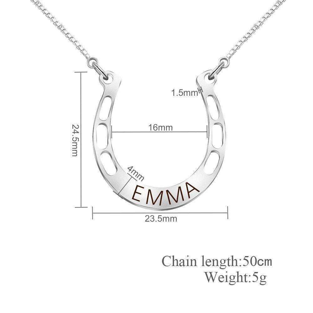 Mother's Day Gift Sterling silver Jewelry lucky Horse Shoe Pendant with Cable Chain for Girl-Engravingift
