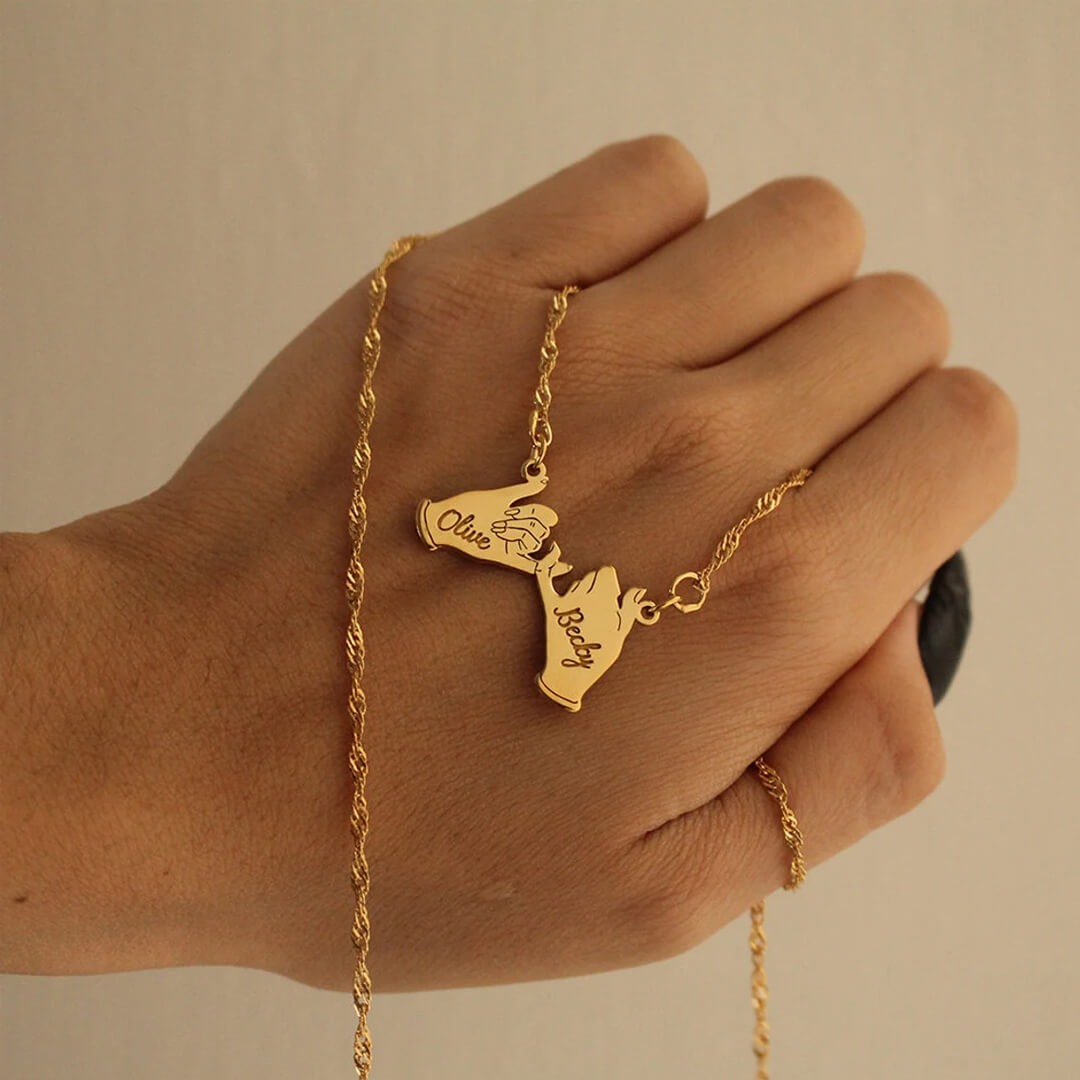 Mother's Day Gift Pinky Promise Name Necklace-Engravingift