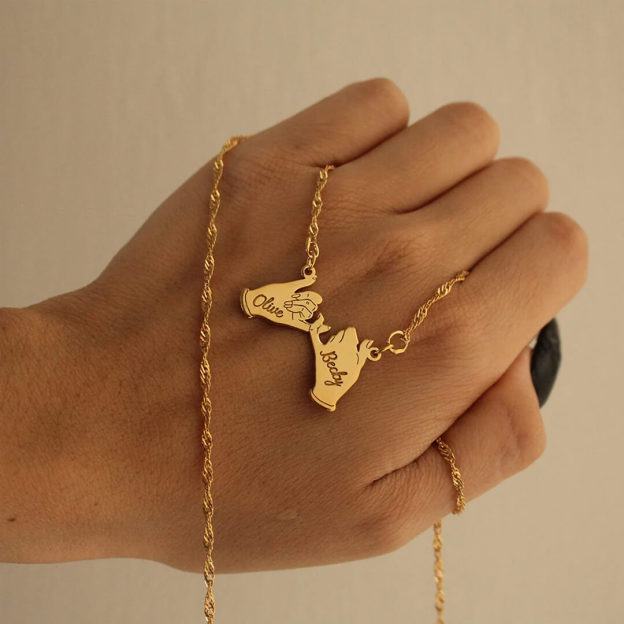 Mother's Day Gift Pinky Promise Name Necklace-Engravingift