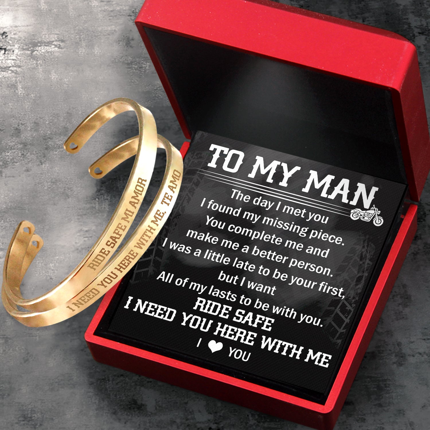 Mother's Day Gift Biker Bracelets - Biker - To My Man - I Need You Here With Me-Engravingift