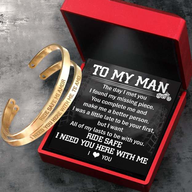 Mother's Day Gift Biker Bracelets - Biker - To My Man - I Need You Here With Me-Engravingift