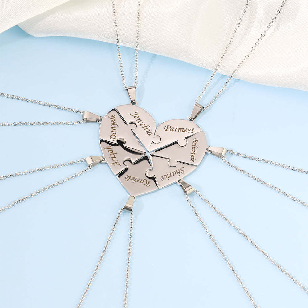 Christmas Family/Sibling/BFF Gift Personalized Heart Puzzle Pieces Necklace or Keychain