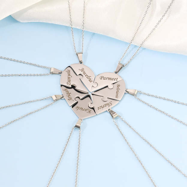 Christmas Gift Family/Sibling/BFF Gift Personalized Heart Puzzle Pieces Necklace or Keychain
