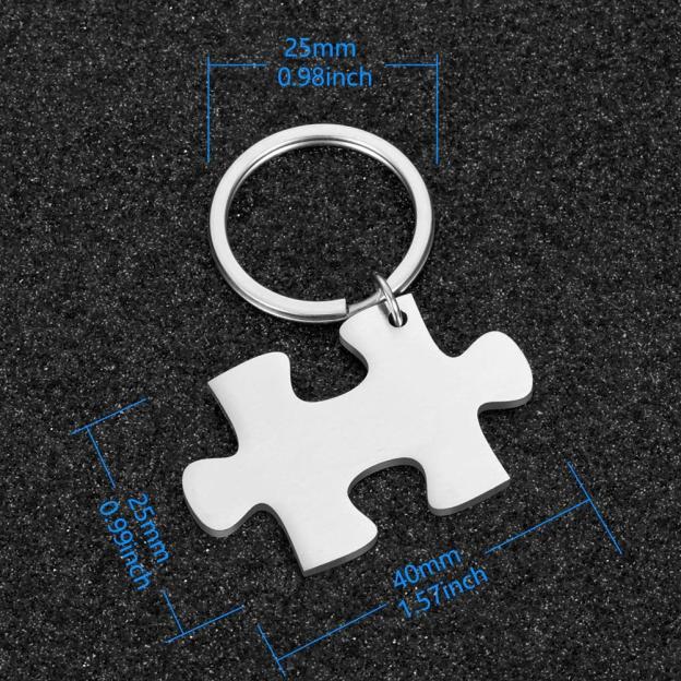 Mother's Day Gift Anniversary date ideas-2-Piece Personalized Couple's Initial and Anniversary Date Puzzle Keychain-Engravingift