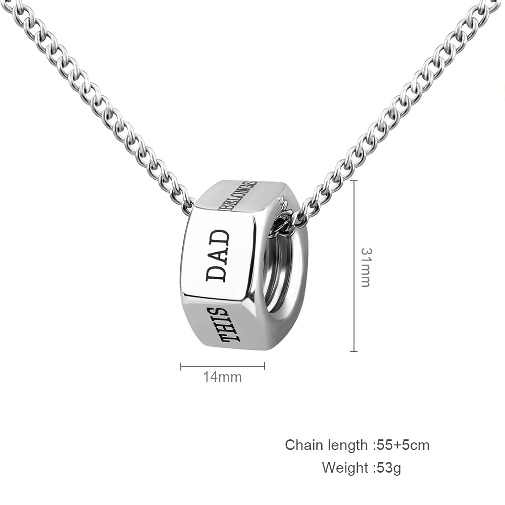 Father's Day Gift Personalized Screw cap Bead Pendant Necklace-Engravingift