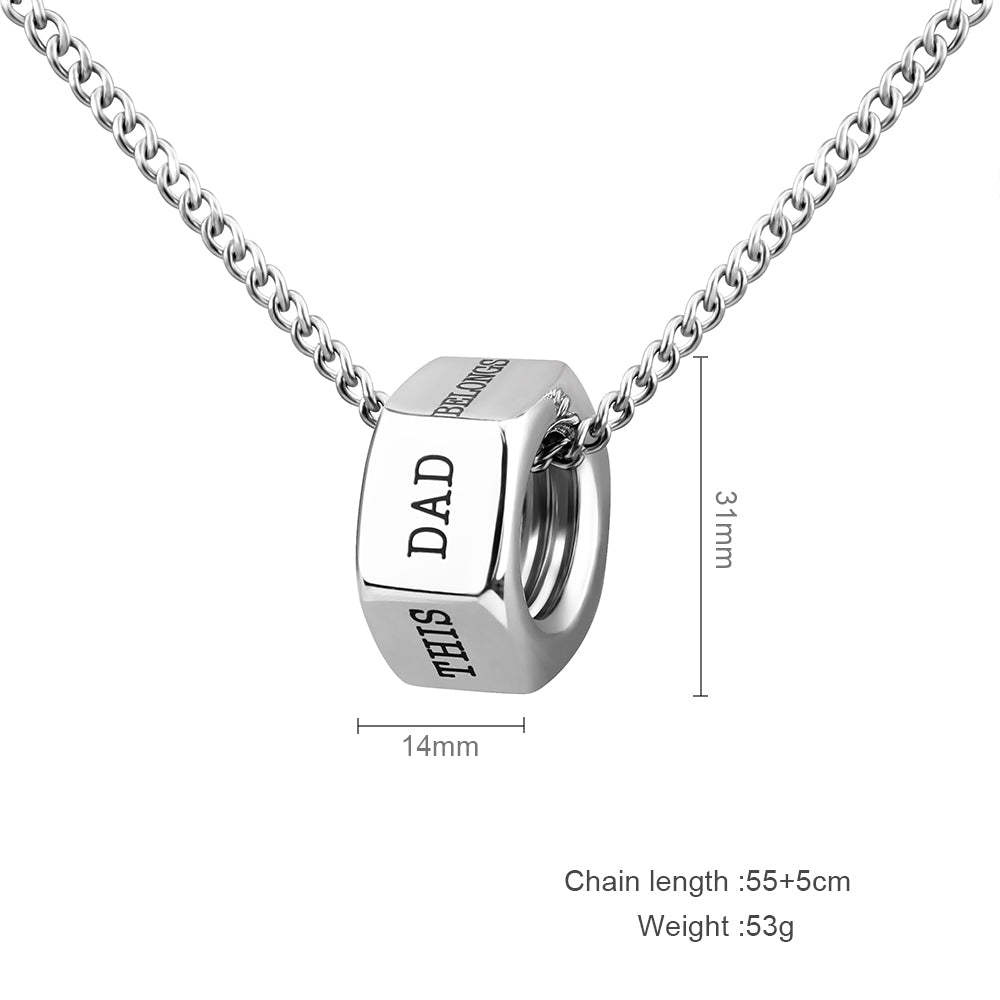 Father's Day Gift Personalized Screw cap Bead Pendant Necklace-Engravingift